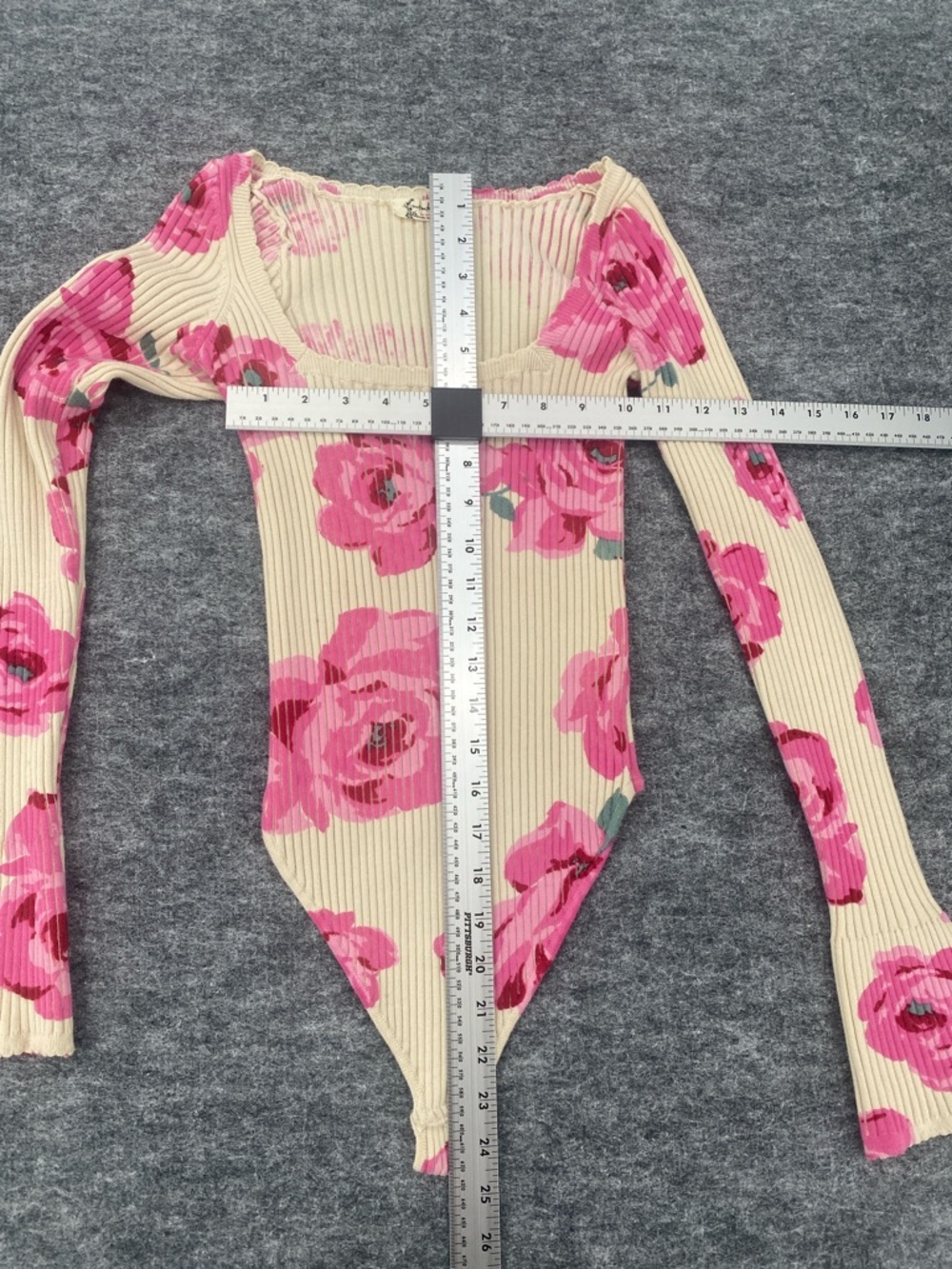 Free People Cream Ribbed Bodysuit with Pink Accent Lover to Lover Bodysuit M - Picture 6 of 8